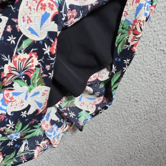 J. Crew Dress Sz 00 Dark Floral Button Up Fit & Flare V Neck Cottagecore Modest - Picture 11 of 14